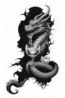 dragon with a zero feature and a bar cocktail tattoo design idea