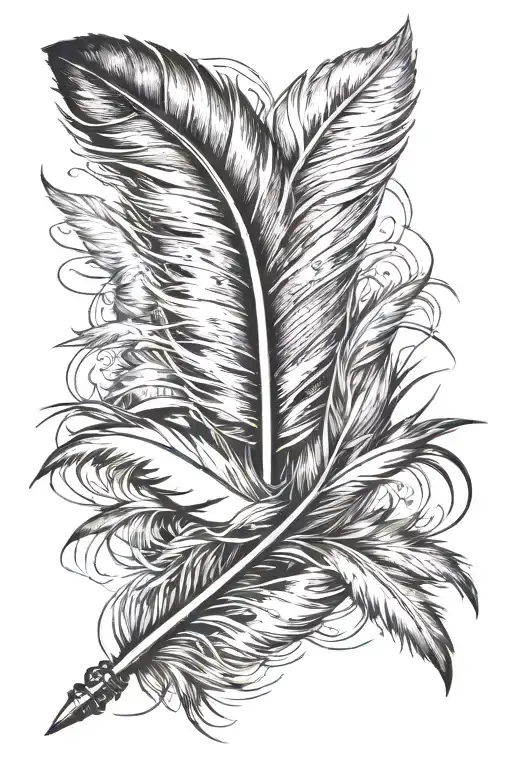 Feather pen writing tattoo design idea