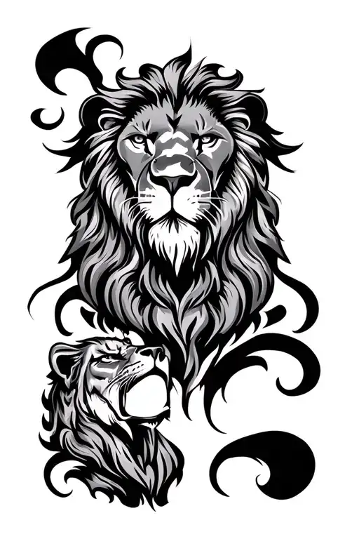 3 lions head tattoo design idea