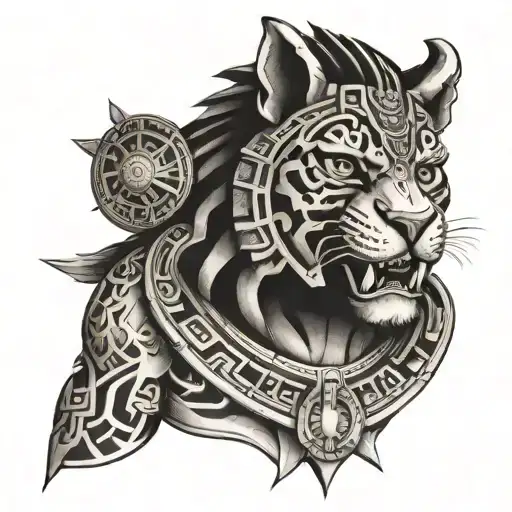 mayan jaguar warrior tattoo design idea