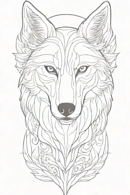 Wolf head with angel wings tattoo design idea