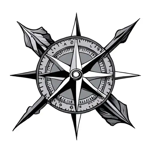 Compass  5 Arrows tattoo design idea