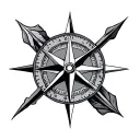 Compass  5 Arrows tattoo design idea