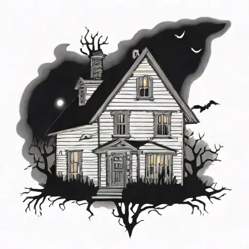 haunted house  tattoo design idea
