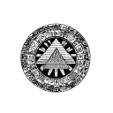 Aztec calendar with pyramid  tattoo design idea