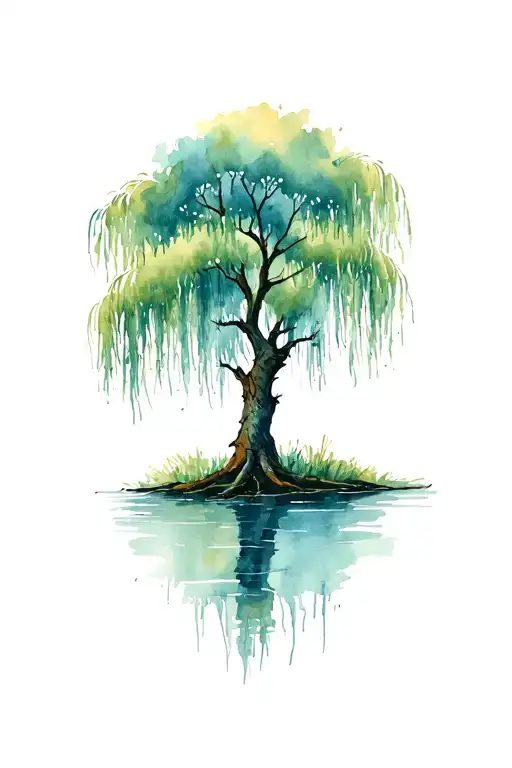 Weeping Willow tree tattoo design idea
