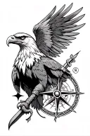 eagle viking and compass  tattoo design idea