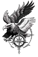 eagle viking and compass  tattoo design idea