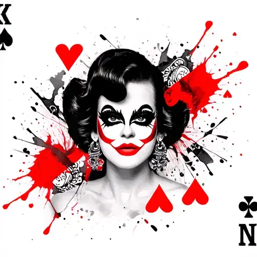 drag queen boy makeup hilding ace playing card tattoo design idea