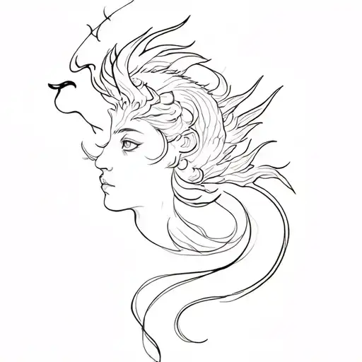 woman face morphing into a dragon tattoo design idea