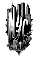 "NYC" New York skyline made tattoo design idea