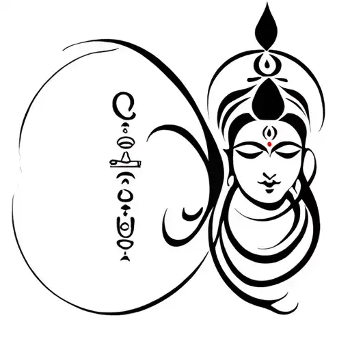 A abstract stylized modern shiva tattoo with the Mahamrityunjaya Mantra for protection from negative energies and evil e tattoo design idea