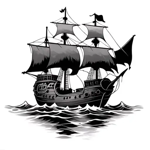 pirate ship tattoo design idea