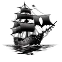 pirate ship tattoo design idea