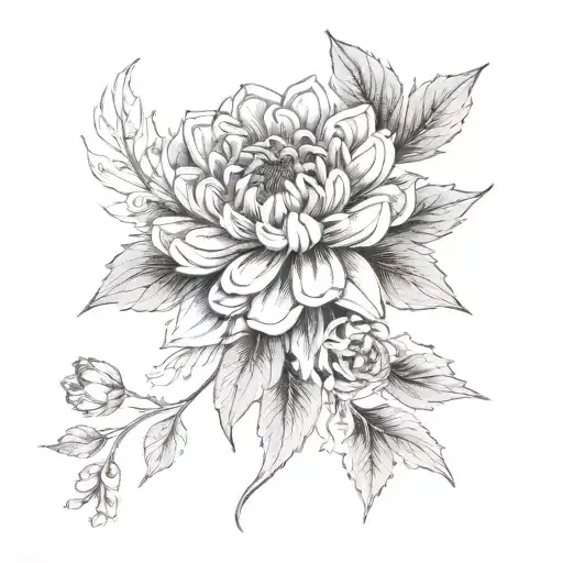Fine line wrap around ankle chrysanthemum, violet, rose, carnation tattoo design idea