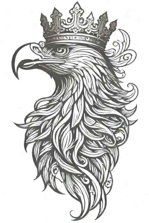 eagle royal flourish wearing crown tattoo design idea