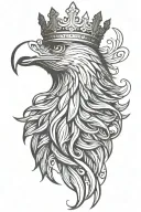 eagle royal flourish wearing crown tattoo design idea