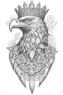 eagle royal flourish wearing crown tattoo design idea