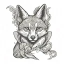 perspolis and fox tattoo design idea