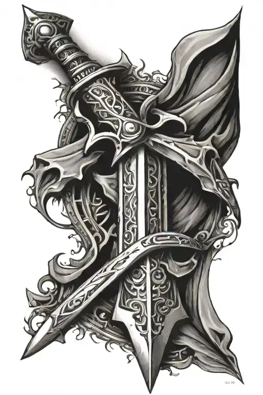 templar sword tattoo design idea