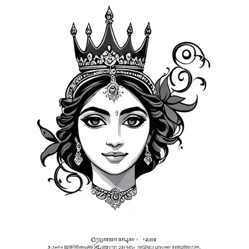 vasuki in Tamil letters with queen crown tattoo design idea