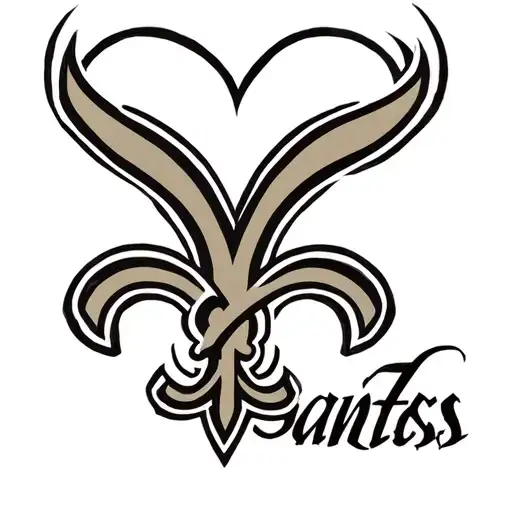 New Orleans saints logo combined with heart shape representing tattoo design idea