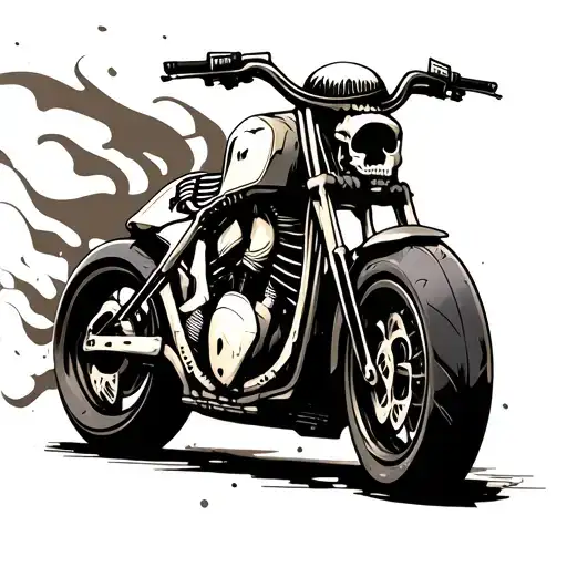 Motorbike	Skeleton	Burnout tattoo design idea