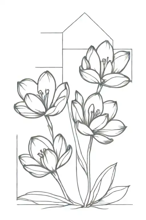 crocus flower geometric design tattoo design idea