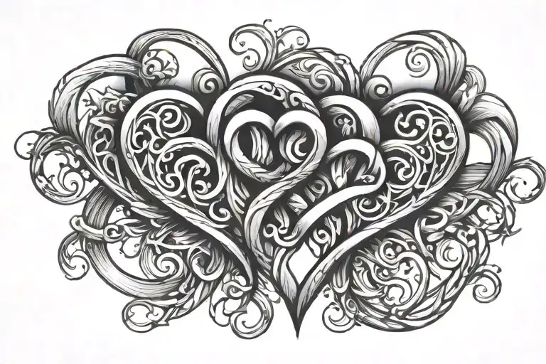 three hearts with infinity symbol intertwined tattoo design idea