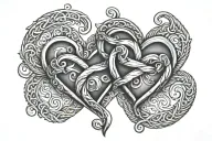 three hearts with infinity symbol intertwined tattoo design idea