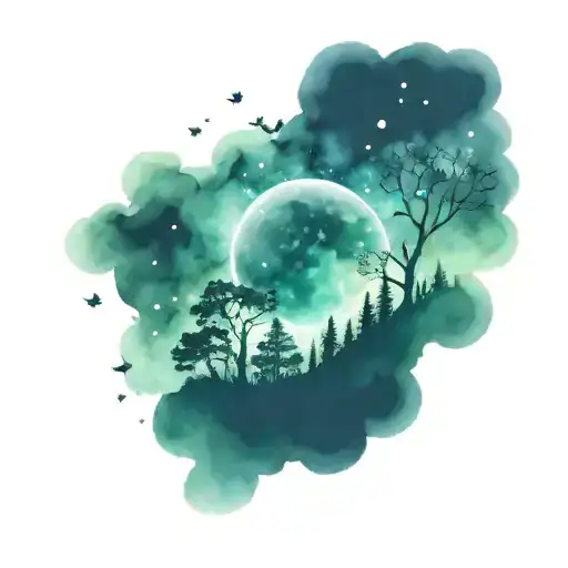 Nature night sky tattoo design idea