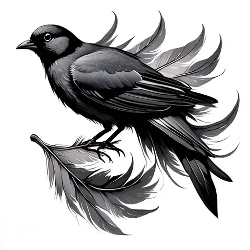 Feather and Birds tattoo design idea