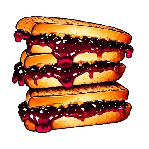 peanut butter and jelly sandwich oozing tattoo design idea