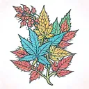cannabis buds and leaves  tattoo design idea