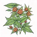 cannabis buds and leaves  tattoo design idea