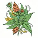 cannabis buds and leaves  tattoo design idea