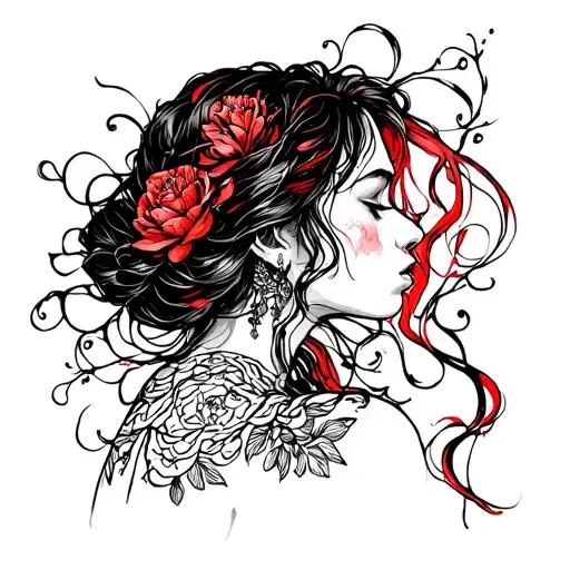 like a poem said by a lady in red you hear the last few words of your life tattoo design idea