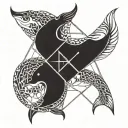 pisces combination with gemini symbol intertwined tattoo design idea