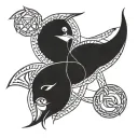 pisces combination with gemini symbol intertwined tattoo design idea