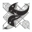 pisces combination with gemini symbol intertwined tattoo design idea