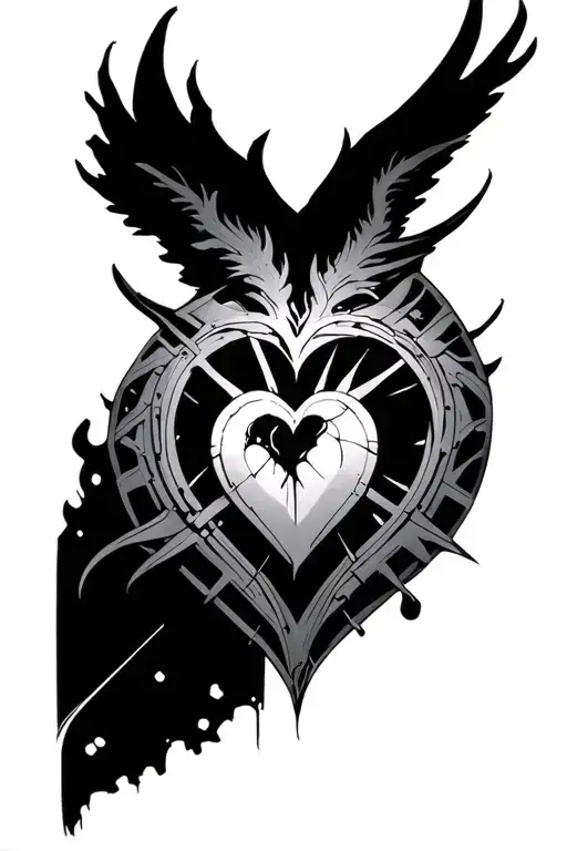 cyber sigilism with heart on sternum tattoo tattoo design idea