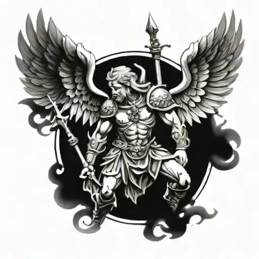 warrior biblical angel tattoo design idea