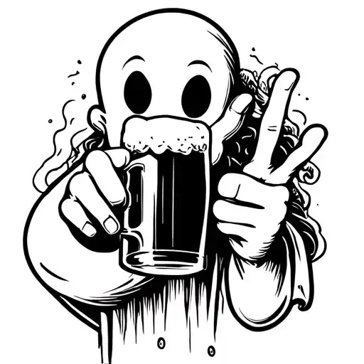Casper the ghost holding a beer giving you the finger  tattoo design idea