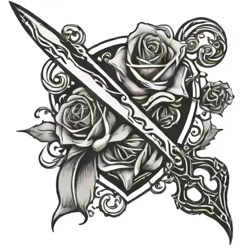 the thread of life with dark, gothic threads and scissors. tattoo design idea