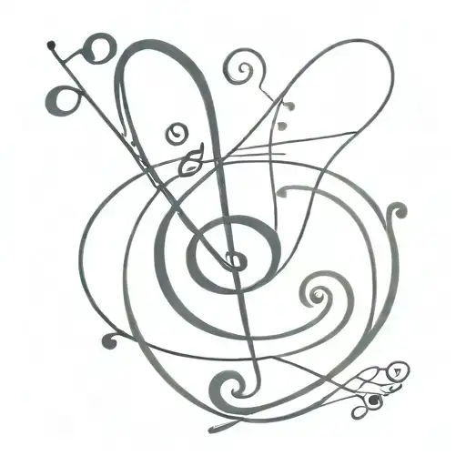 A heart made using the treble and bass clef, music notes, and the phrase "I'm Not Okay, I'm Just Sensative" tattoo design idea