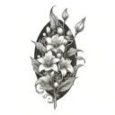 Aster flower morning glory flower Hawthorne flower lily of the valley flower tattoo design idea