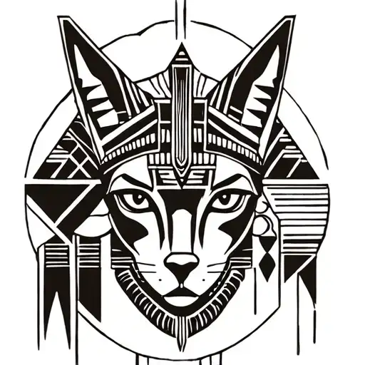 Anubis and Bastet Egyptian Goddess Head Tattoo tattoo design idea