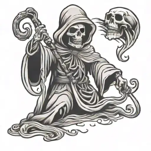 grim reaper voodoo doll tattoo design idea