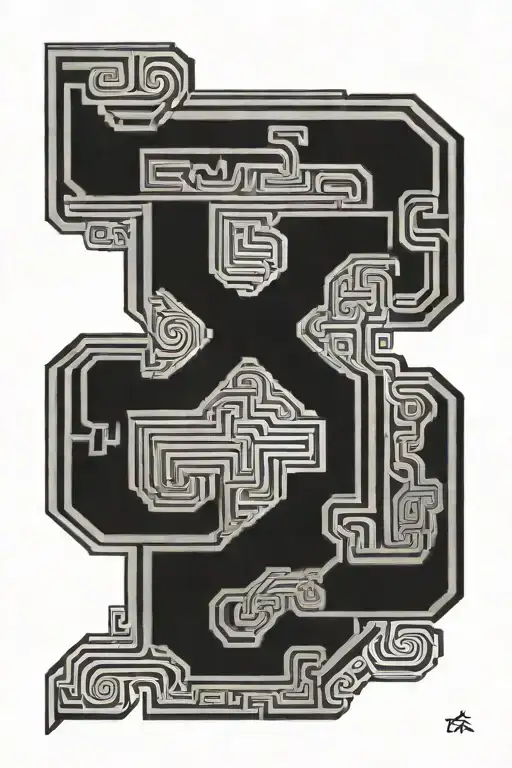 Greek meander pattern tattoo design idea