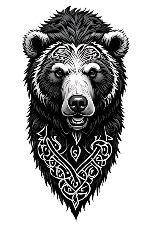 Celtic grizzly bear with binary coding meaning January 7,1997 tattoo design idea